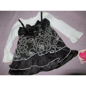 nwt Youngland black tiered chiffon dress baby girls 18 m